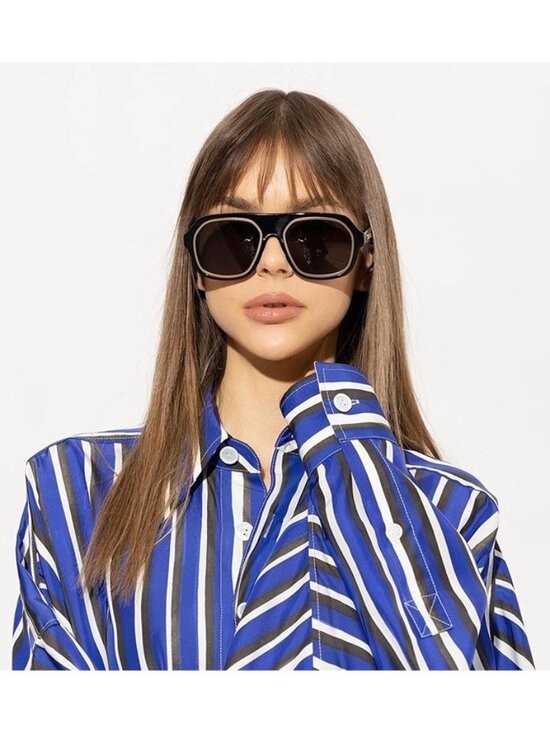 Bottega Veneta BV1217S 001 Sunglasses Black Aviator Frame, Grey Lenses main image 2